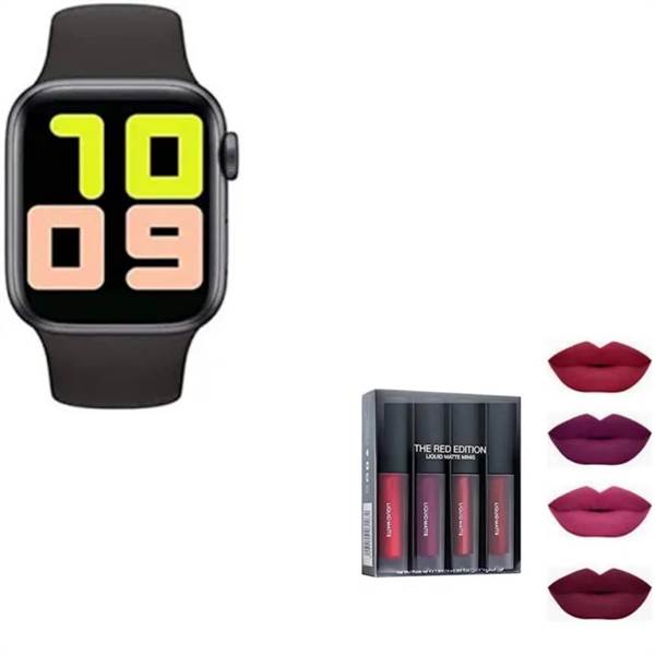 T-500 Smartwatch and Sensational Liquid Matte Lipsticks 4 Piece